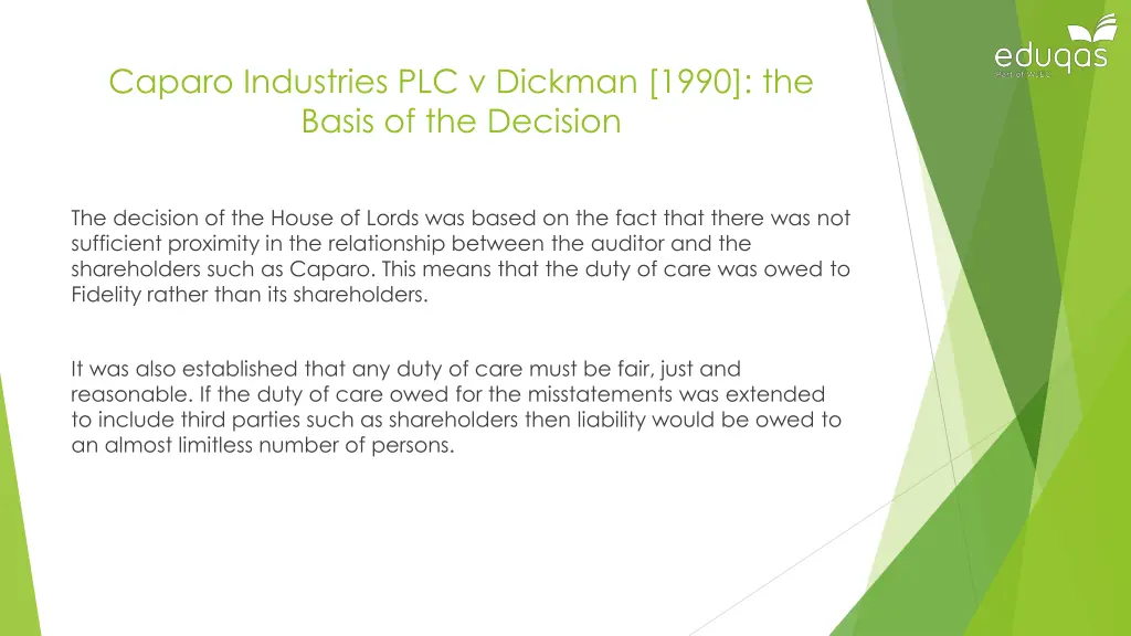 caparo industries plc v dickman 1990 the basis