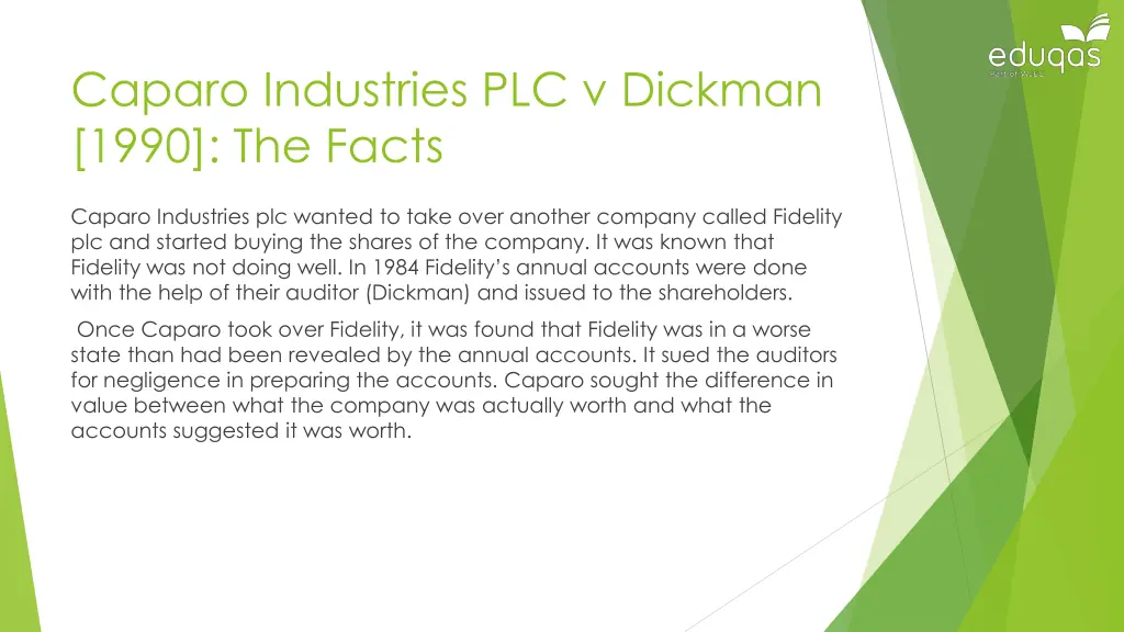 caparo industries plc v dickman 1990 the facts