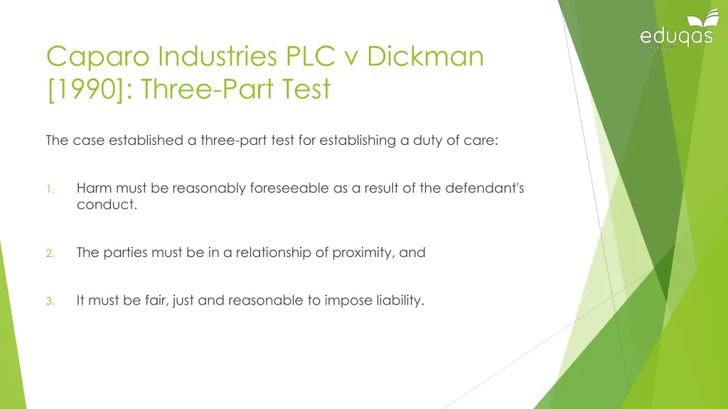 caparo industries plc v dickman 1990 three part