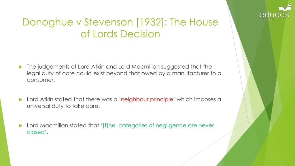 donoghue v stevenson 1932 the house of lords 1