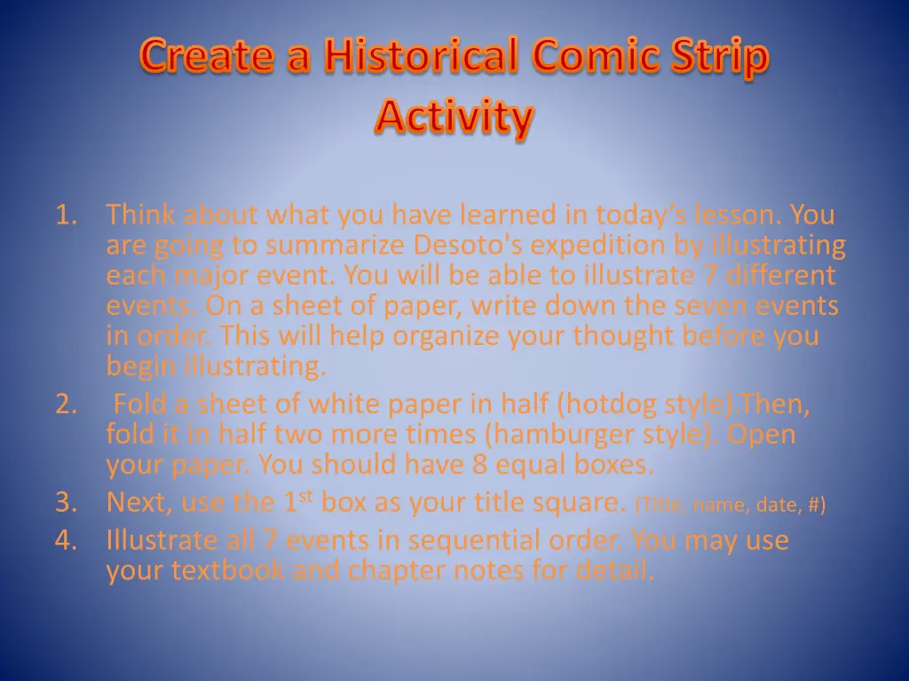 create a historical comic strip activity