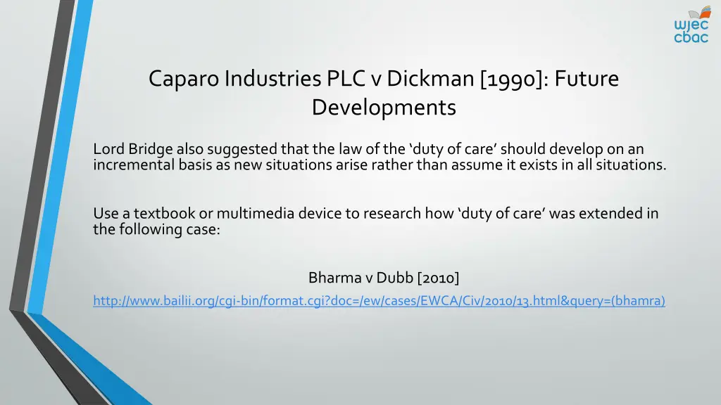 caparoindustries plc v dickman 1990 future