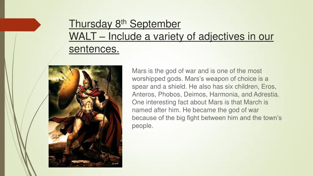 thursday 8 th september walt include a variety