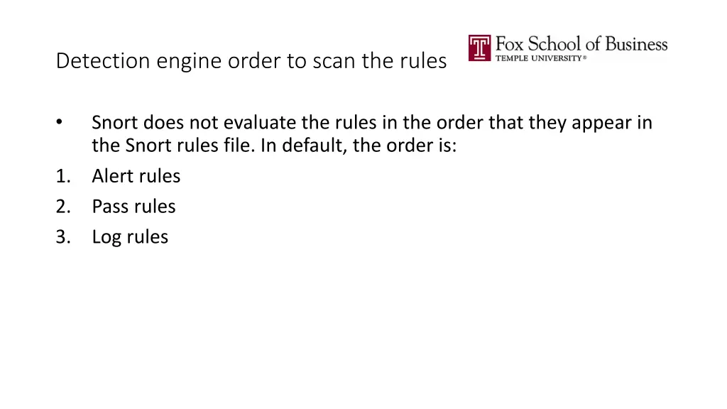 detection engine order to scan the rules