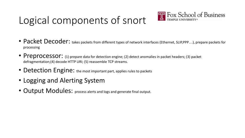 logical components of snort