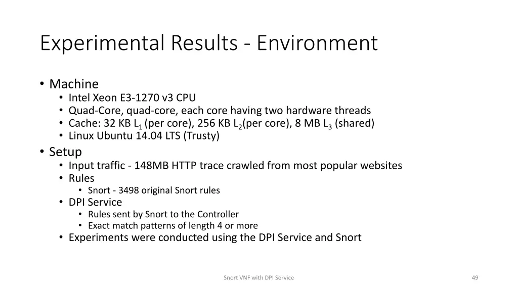 experimental results environment