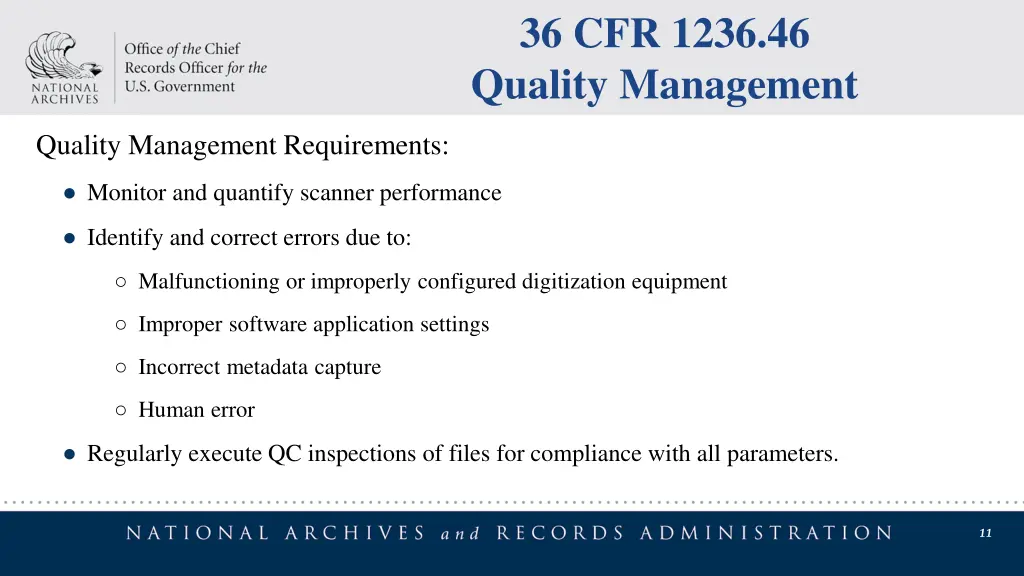 36 cfr 1236 46 quality management