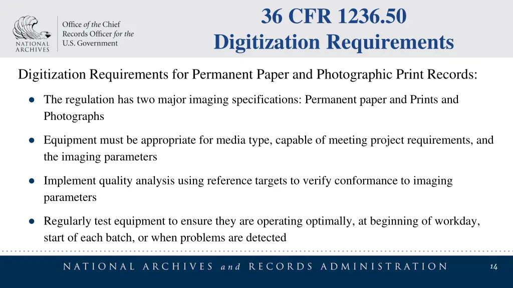 36 cfr 1236 50 digitization requirements