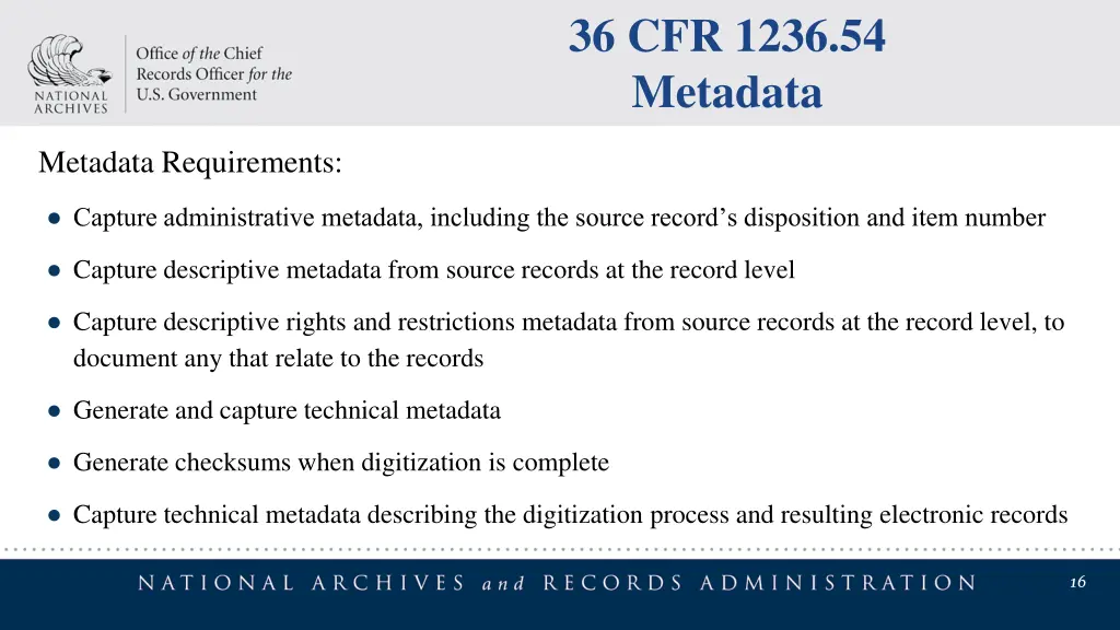 36 cfr 1236 54 metadata