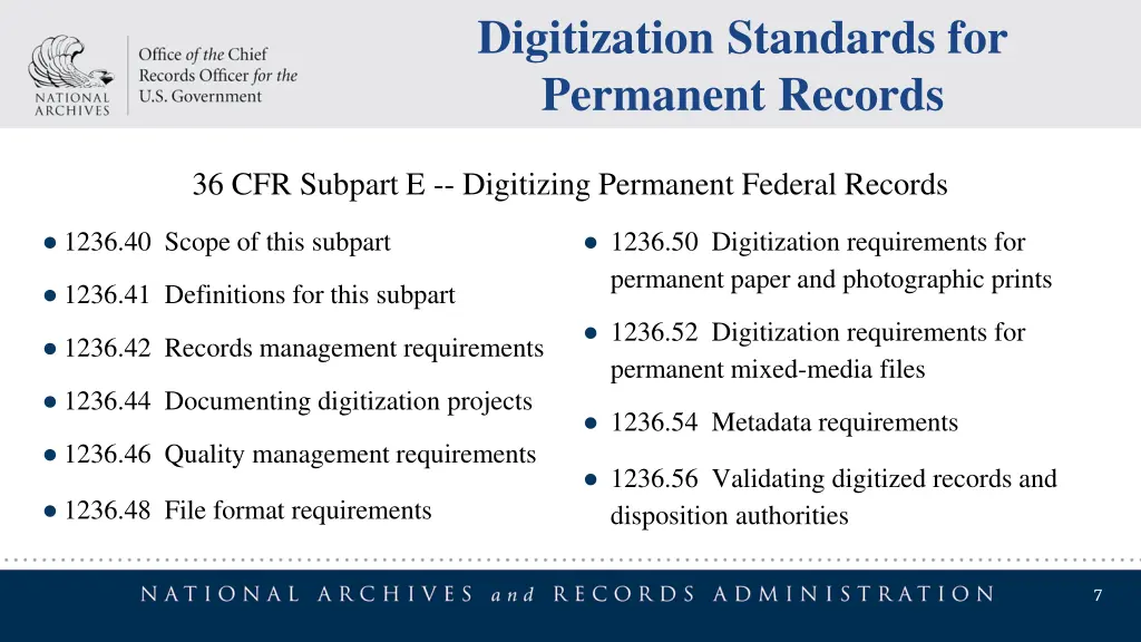 digitization standards for permanent records
