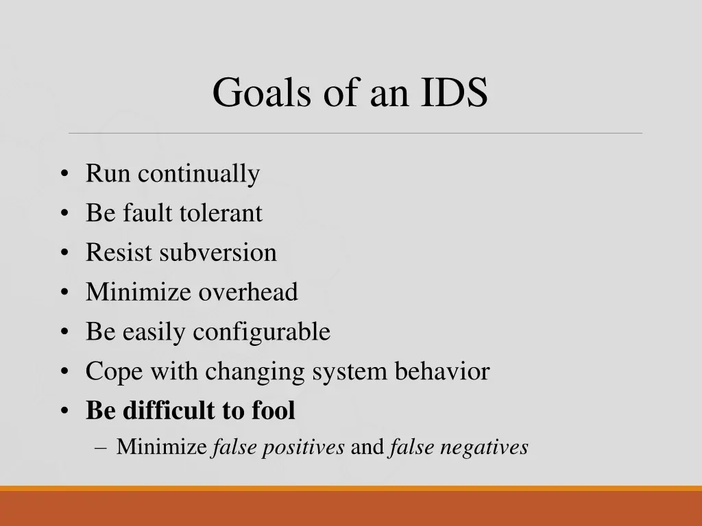 goals of an ids