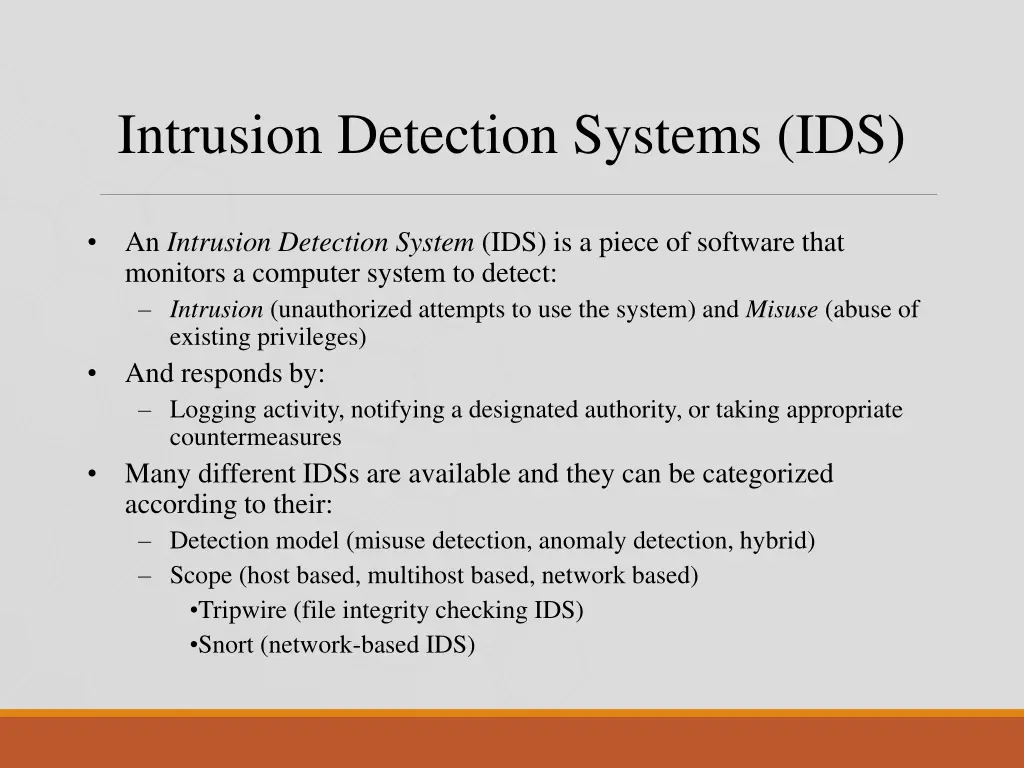 intrusion detection systems ids 1