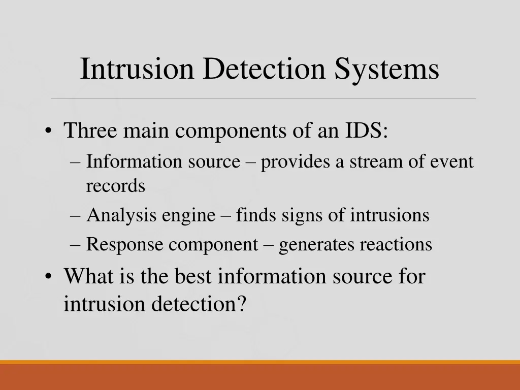 intrusion detection systems