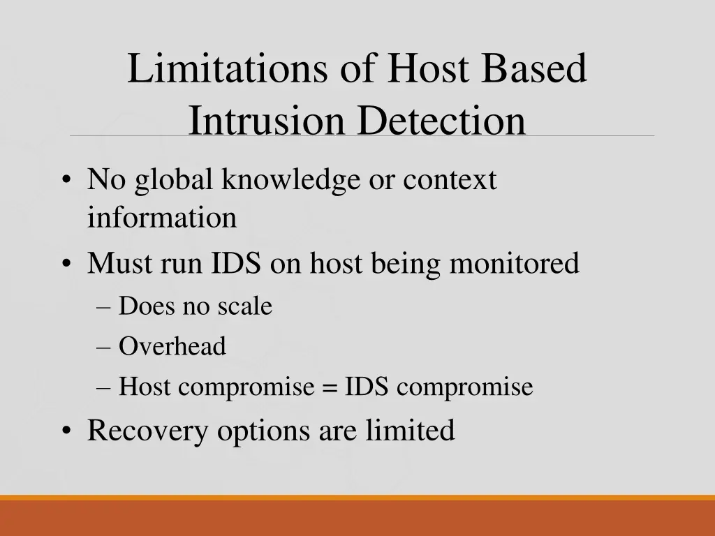 limitations of host based intrusion detection