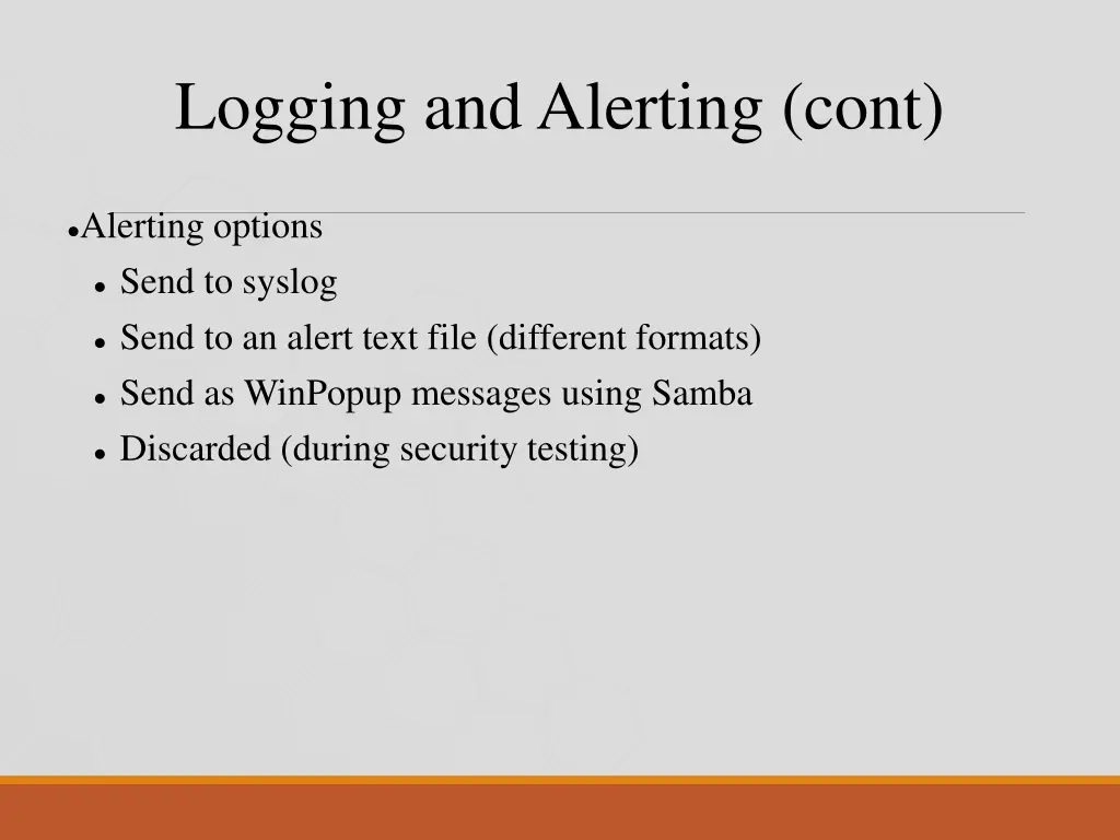 logging and alerting cont