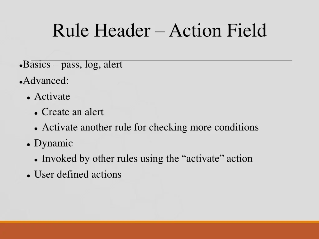 rule header action field