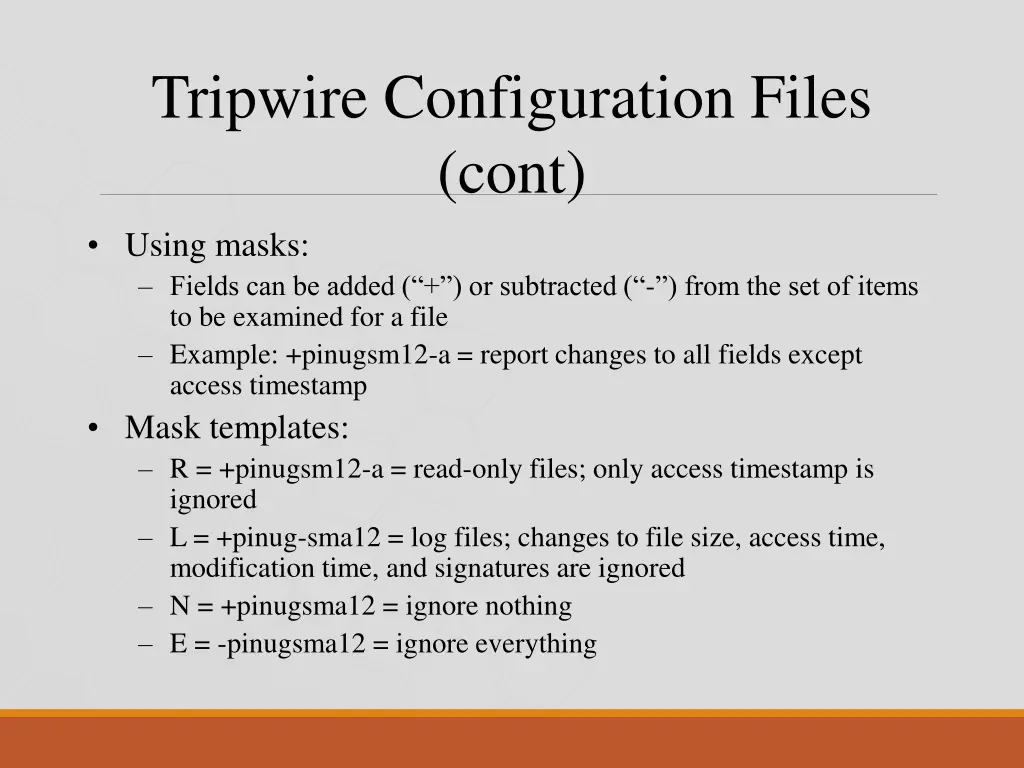 tripwire configuration files cont