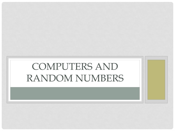 computers and random numbers