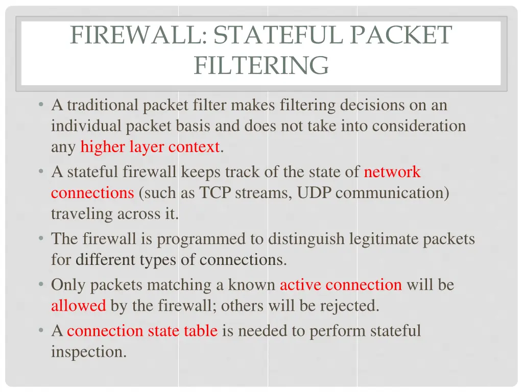 firewall stateful packet filtering