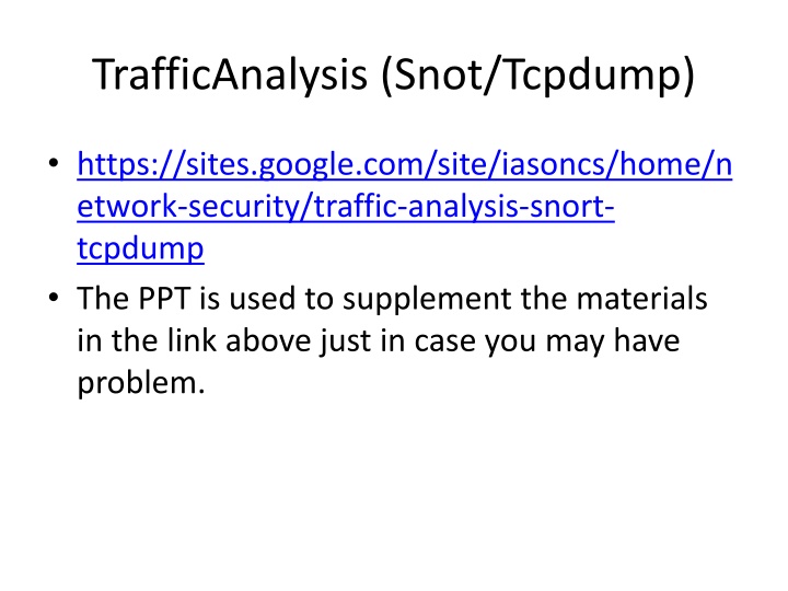 trafficanalysis snot tcpdump