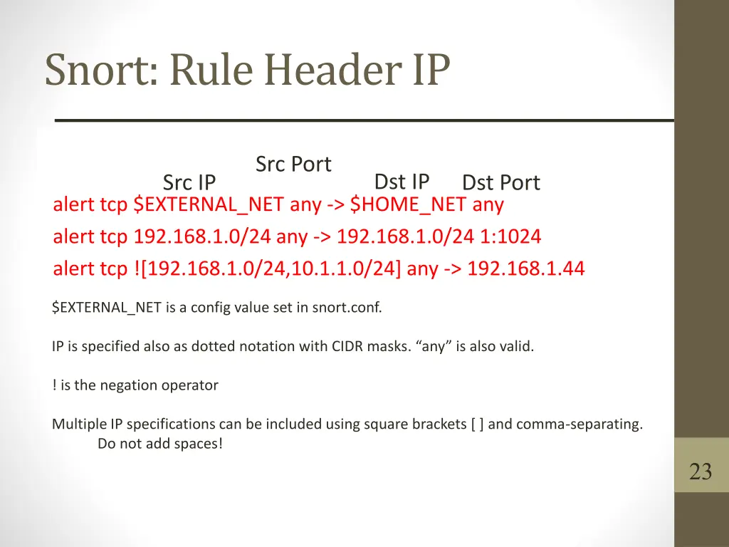 snort rule header ip