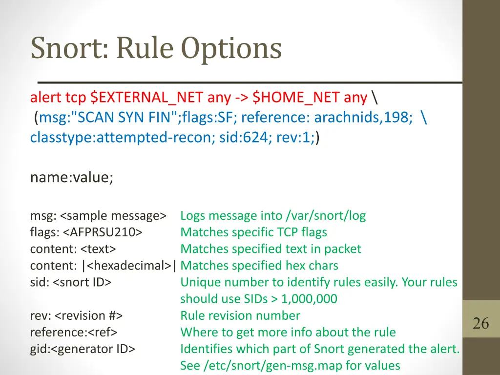 snort rule options