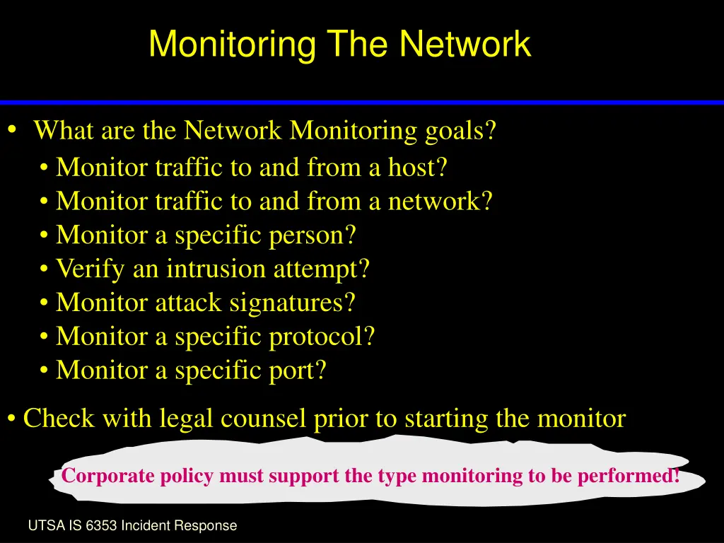 monitoring the network