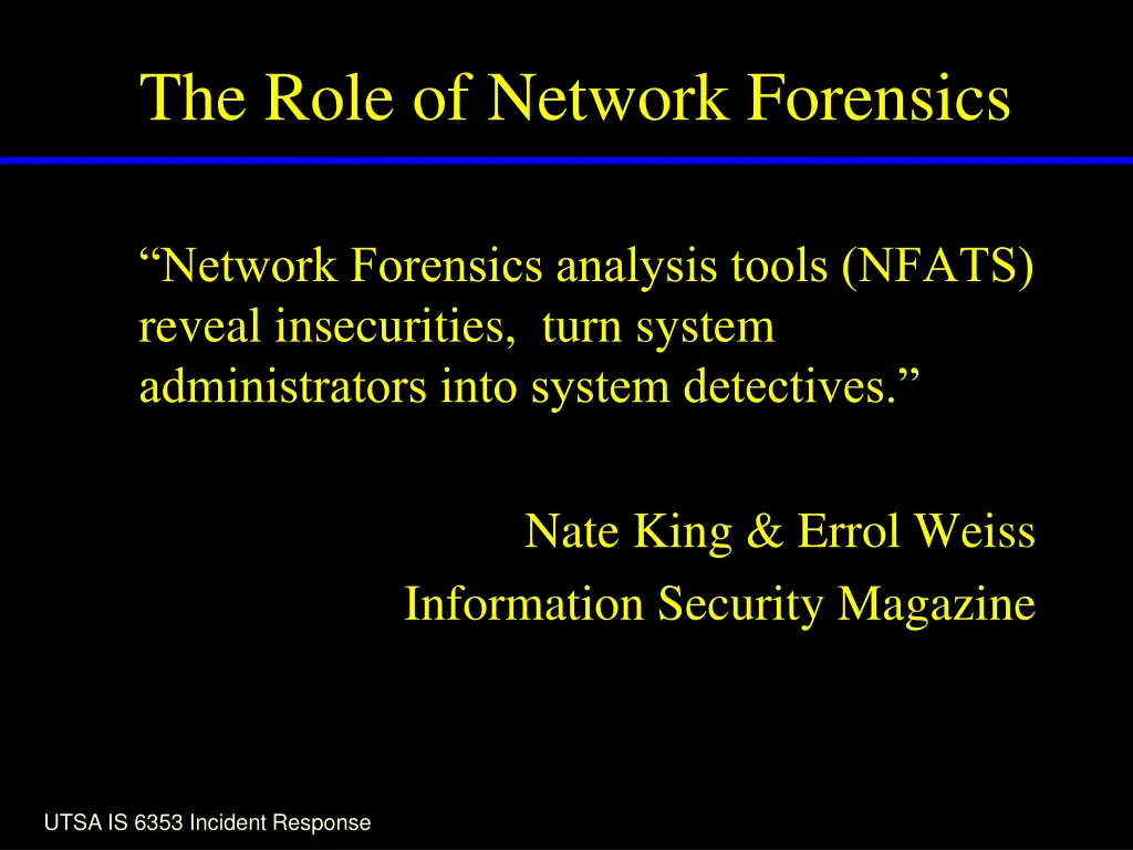 the role of network forensics