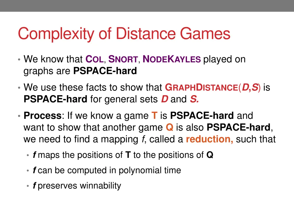 complexity of distance games