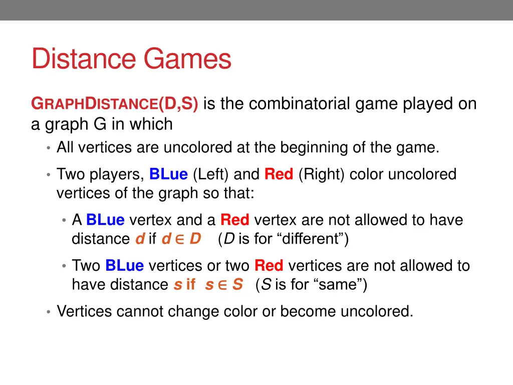 distance games