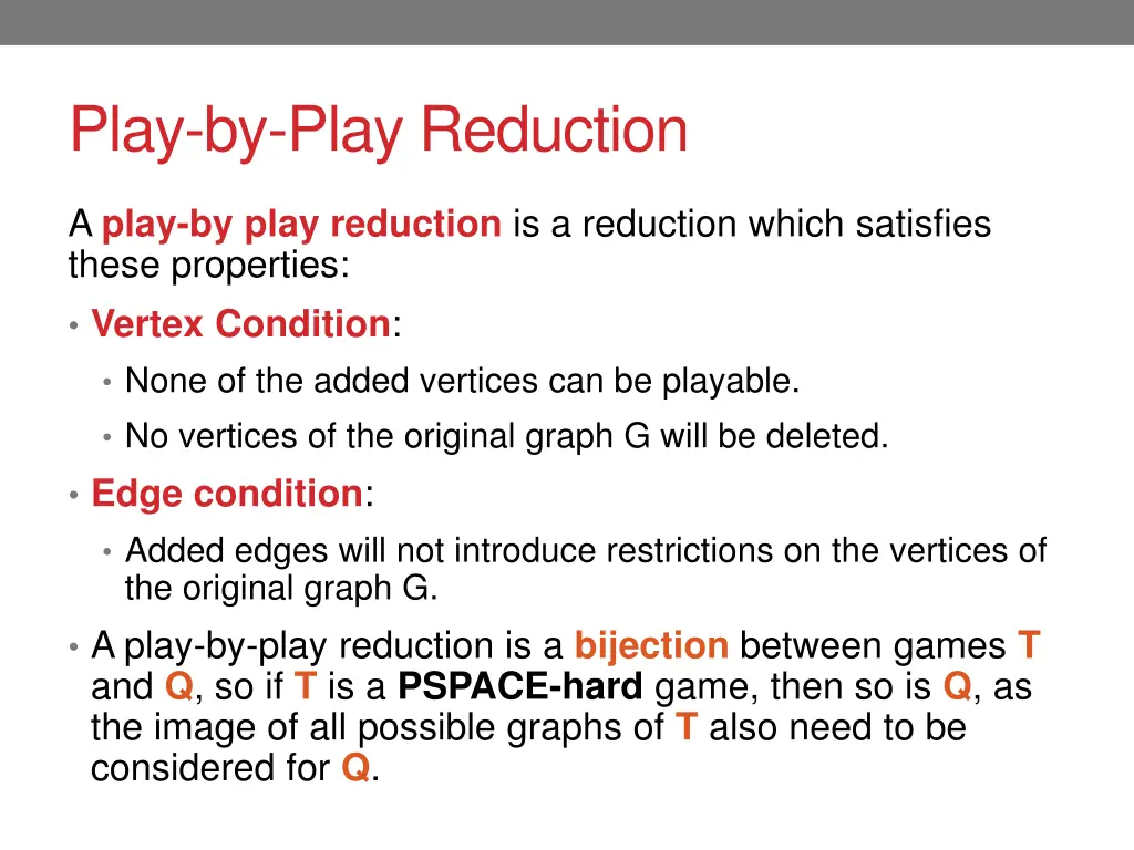 play by play reduction