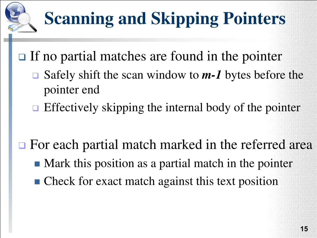 scanning and skipping pointers