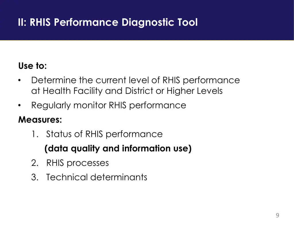ii rhis performance diagnostic tool