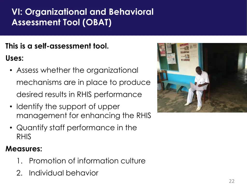 vi organizational and behavioral assessment tool
