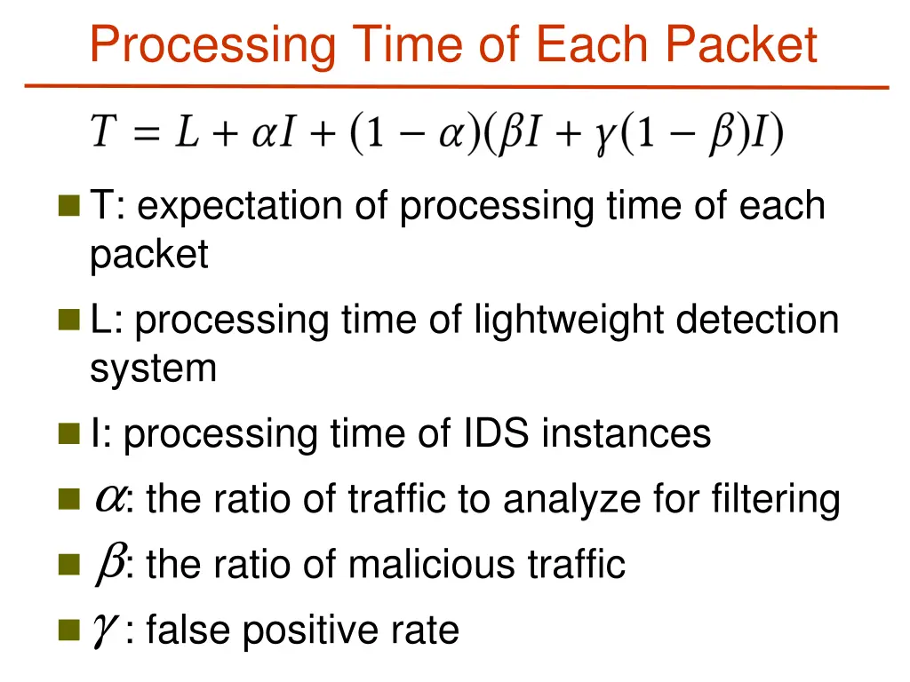 processing time of each packet