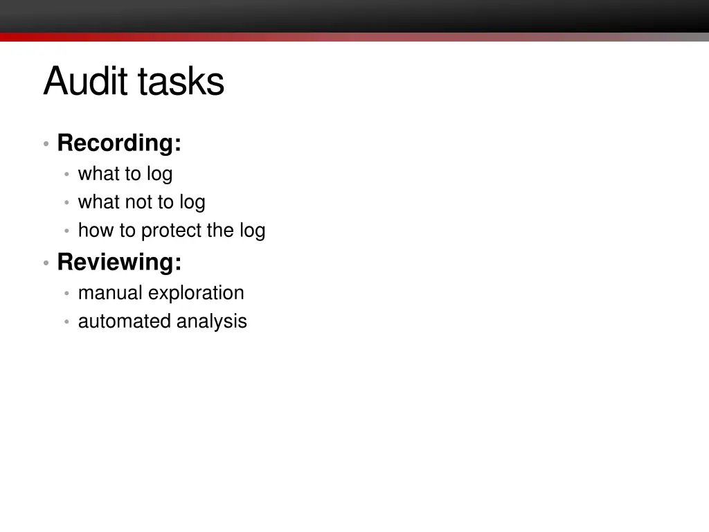 audit tasks