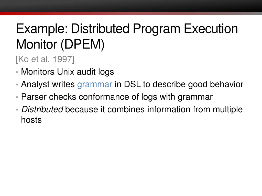 example distributed program execution monitor