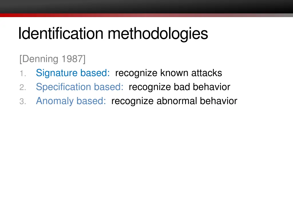 identification methodologies