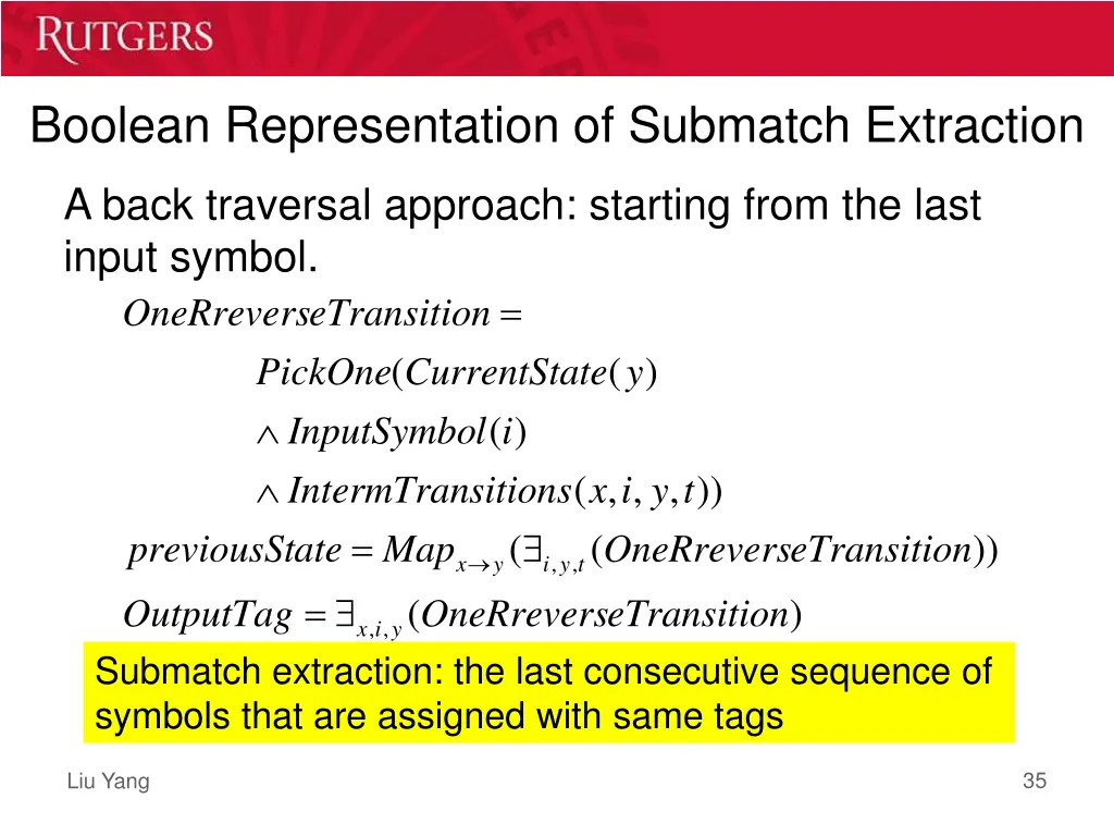 boolean representation of submatch extraction