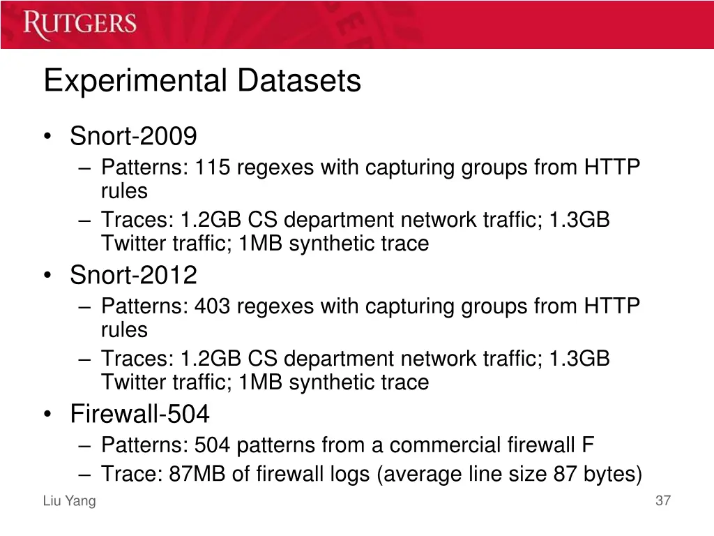 experimental datasets