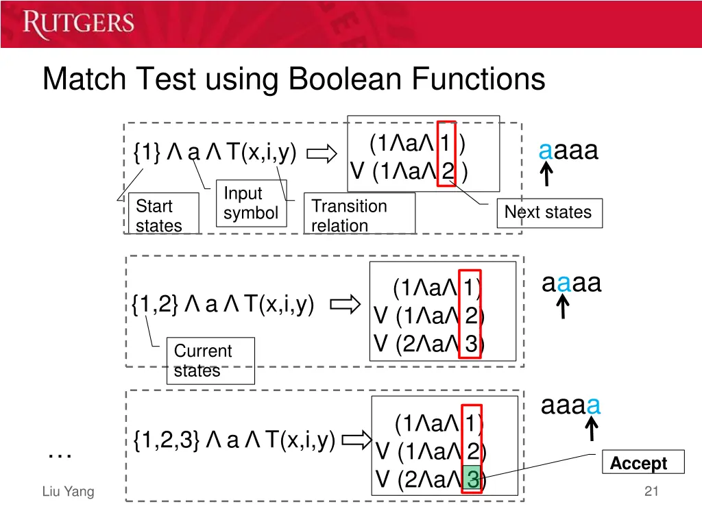 match test using boolean functions