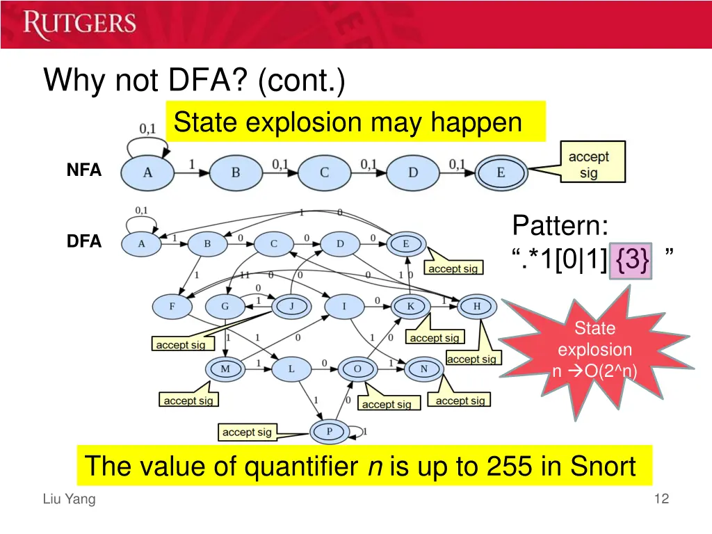 why not dfa cont state explosion may happen