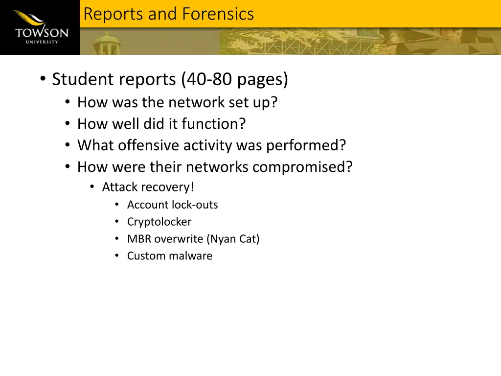 reports and forensics