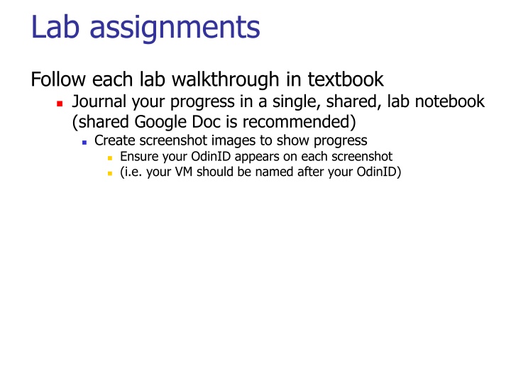 lab assignments