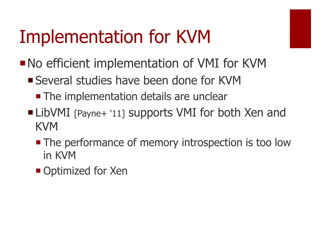 implementation for kvm