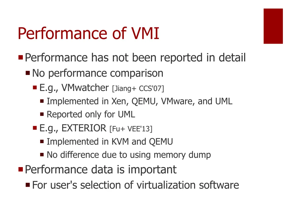 performance of vmi