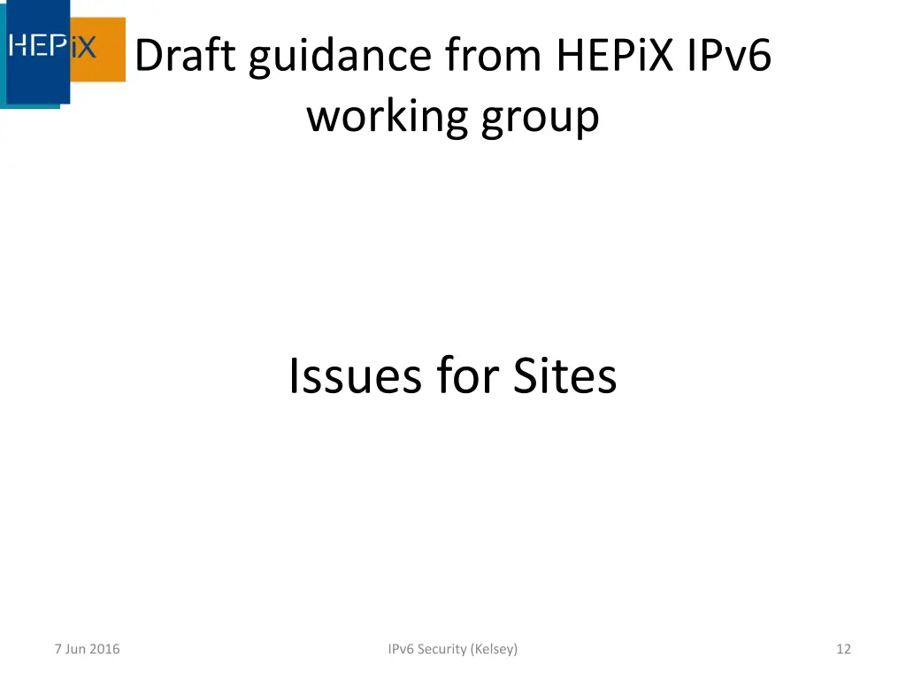 draft guidance from hepix ipv6 working group