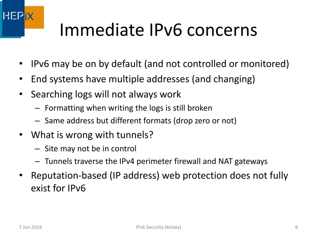 immediate ipv6 concerns