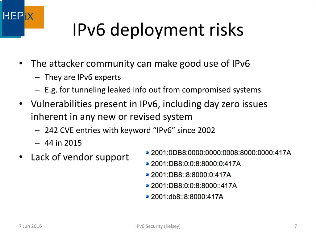 ipv6 deployment risks