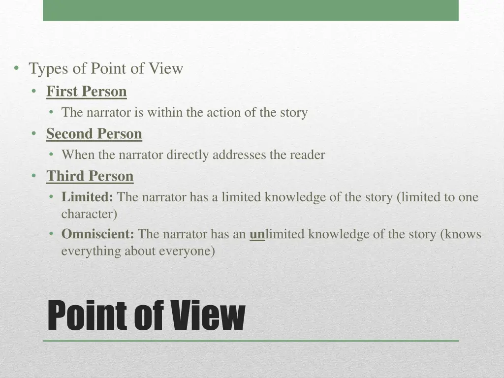 types of point of view first person the narrator